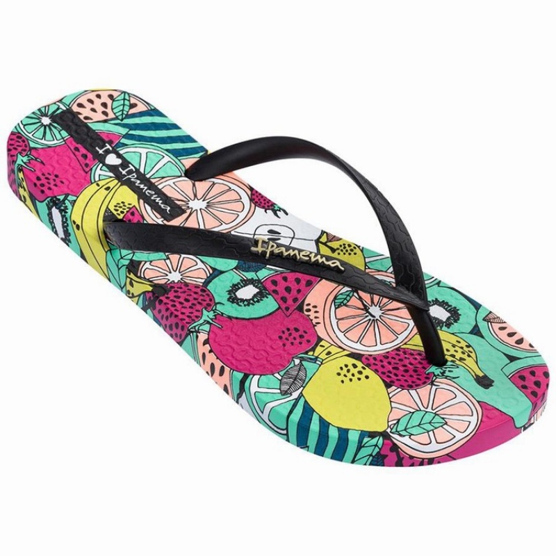 Black / Green Ipanema Pop Women's Flip Flops | TO6513892