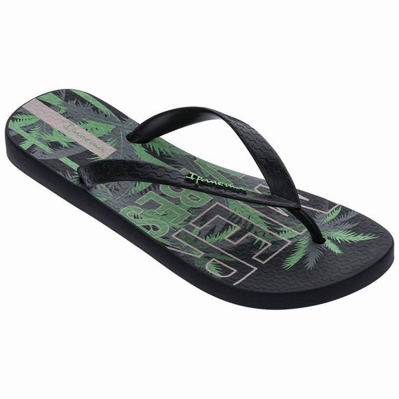 Black / Green Ipanema Summer Men's Flip Flops | JH3678041