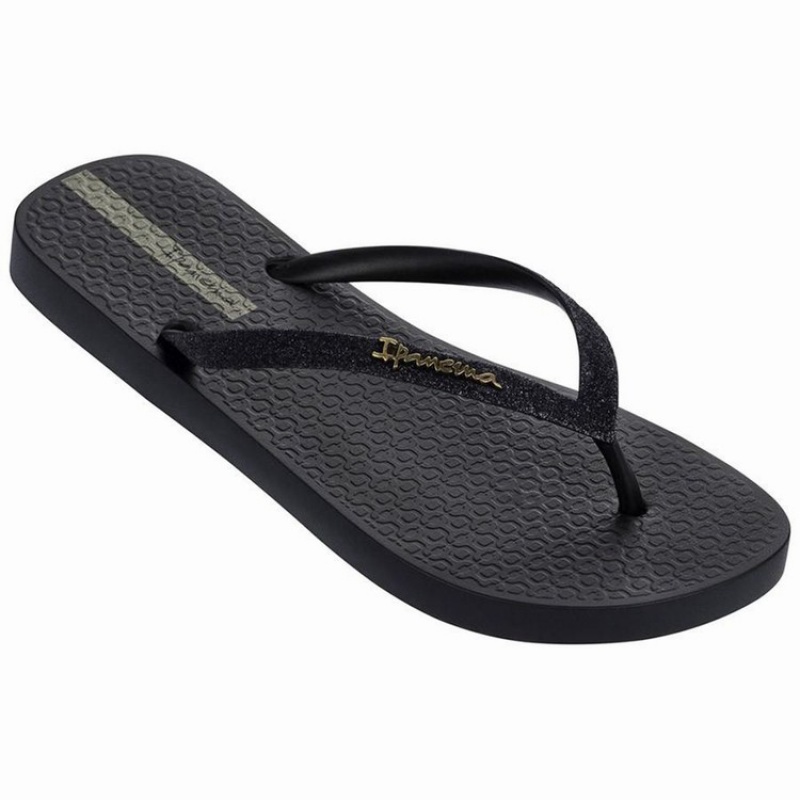 Black / Grey Ipanema Glitter II Women\'s Flip Flops | UE5431027