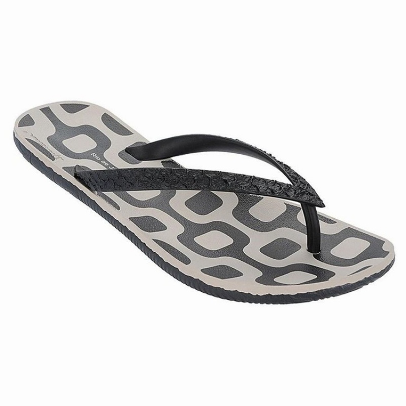 Black / Grey Ipanema RJ Men\'s Flip Flops | YT6234195