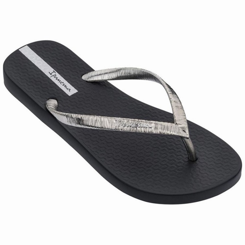 Black / Silver Ipanema Foil Women's Flip Flops | LU5397140