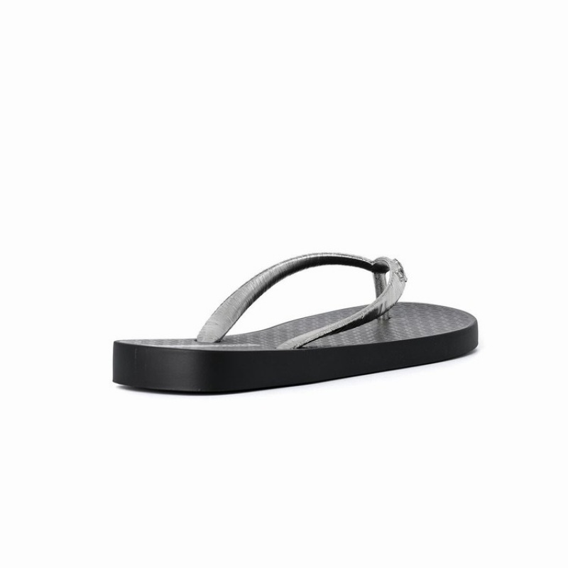 Black / Silver Ipanema Foil Women's Flip Flops | LU5397140