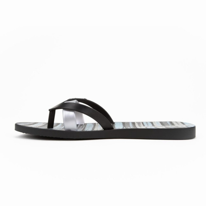 Black / Silver Ipanema Kirei Silk IV Women's Flip Flops | YF0769458