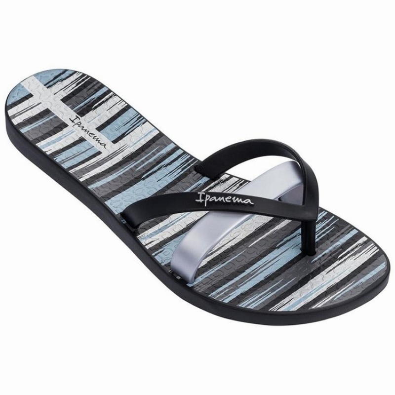 Black / Silver Ipanema Kirei Silk IV Women\'s Flip Flops | YF0769458