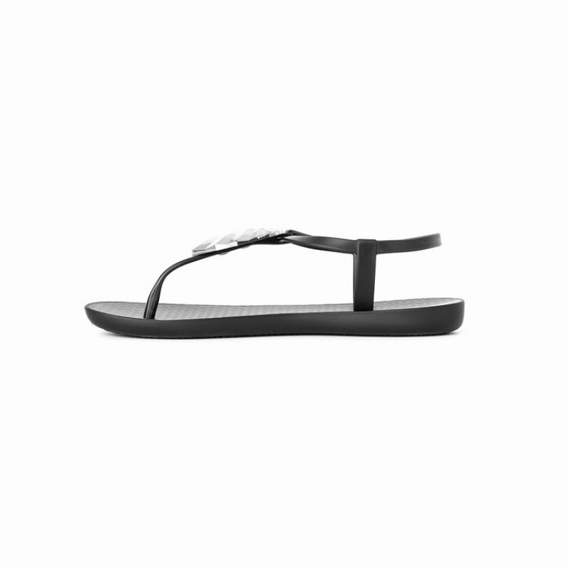 Black / Silver Ipanema Leaf Women's Sandals | XS4502769