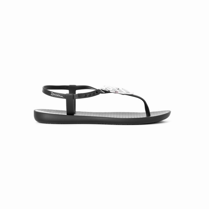 Black / Silver Ipanema Leaf Women's Sandals | XS4502769