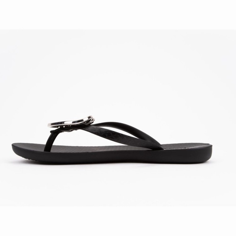 Black / Silver Ipanema Wave Heart Women's Flip Flops | VC4029381