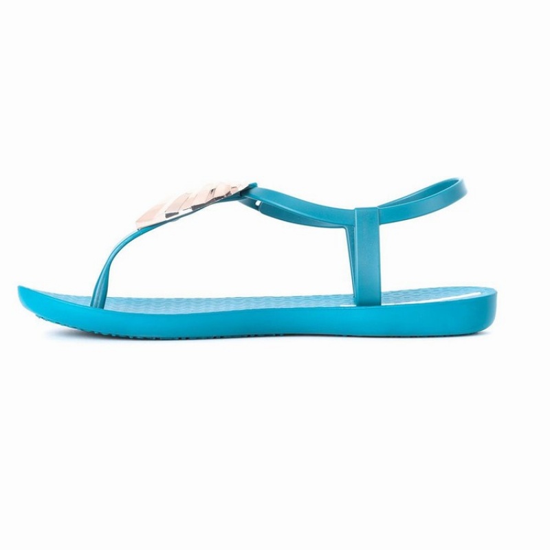 Blue / Gold Ipanema Leaf Women's Sandals | ME9754306