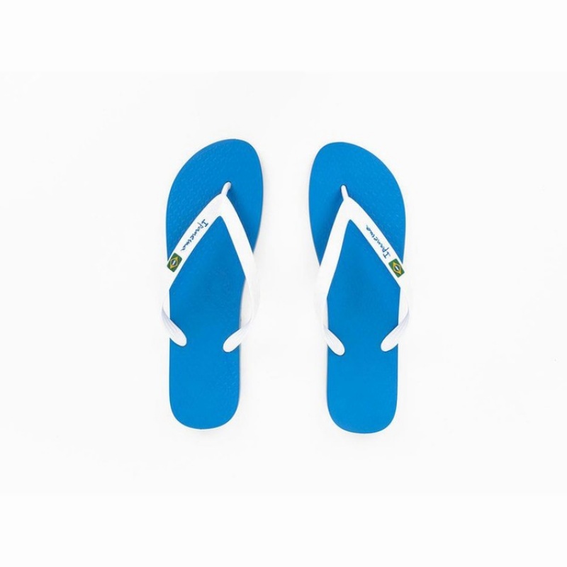 Blue / White Ipanema Brasil Classic II Ad Men's Flip Flops | PV1408659