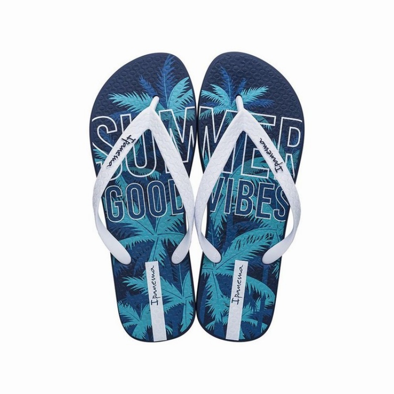 Blue / White Ipanema Summer Men's Flip Flops | SZ5270314