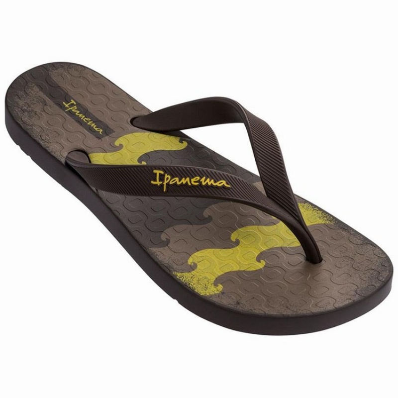 Brown Ipanema Arpo Wave Men's Flip Flops | UT4357182