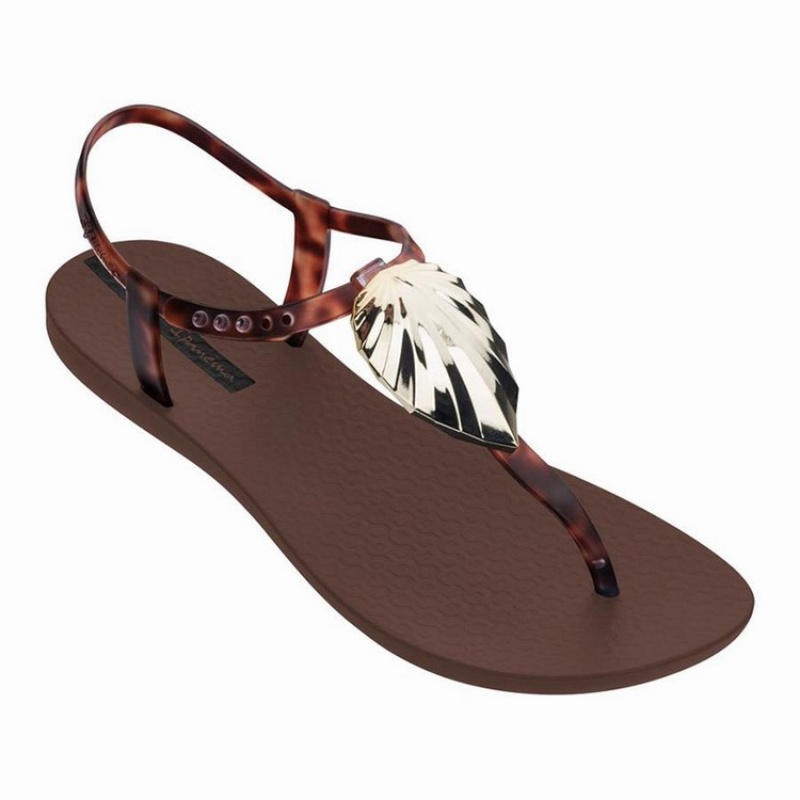 Brown / Gold Ipanema Leaf Women's Sandals | CB7420819