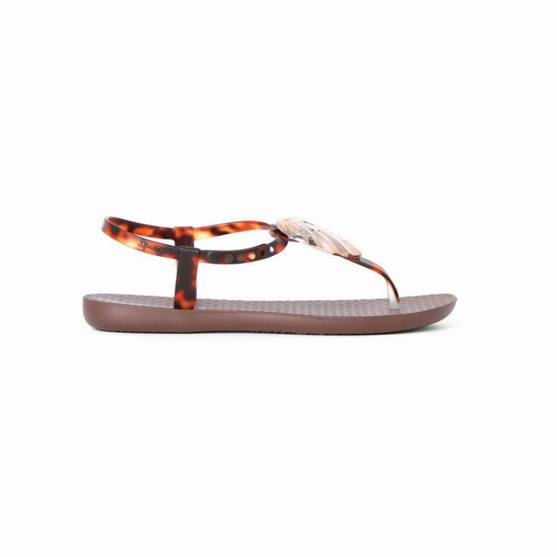 Brown / Gold Ipanema Leaf Women's Sandals | CB7420819