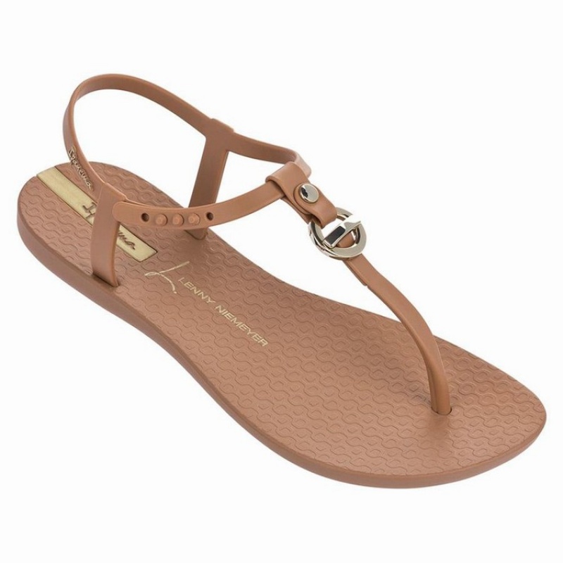 Brown / Gold Ipanema Lenny Locket Women's Sandals | TL4827036