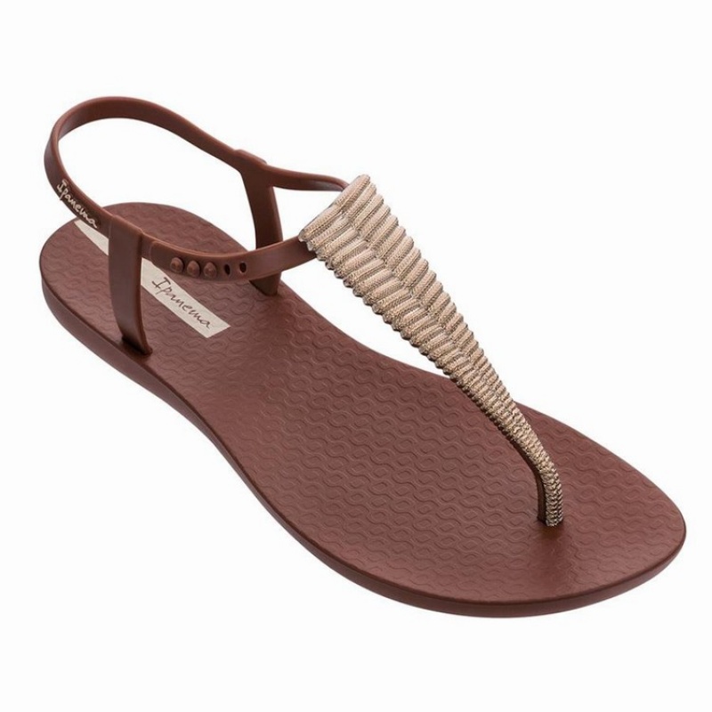 Brown / Gold Ipanema Ribba Women's Sandals | BD2540376