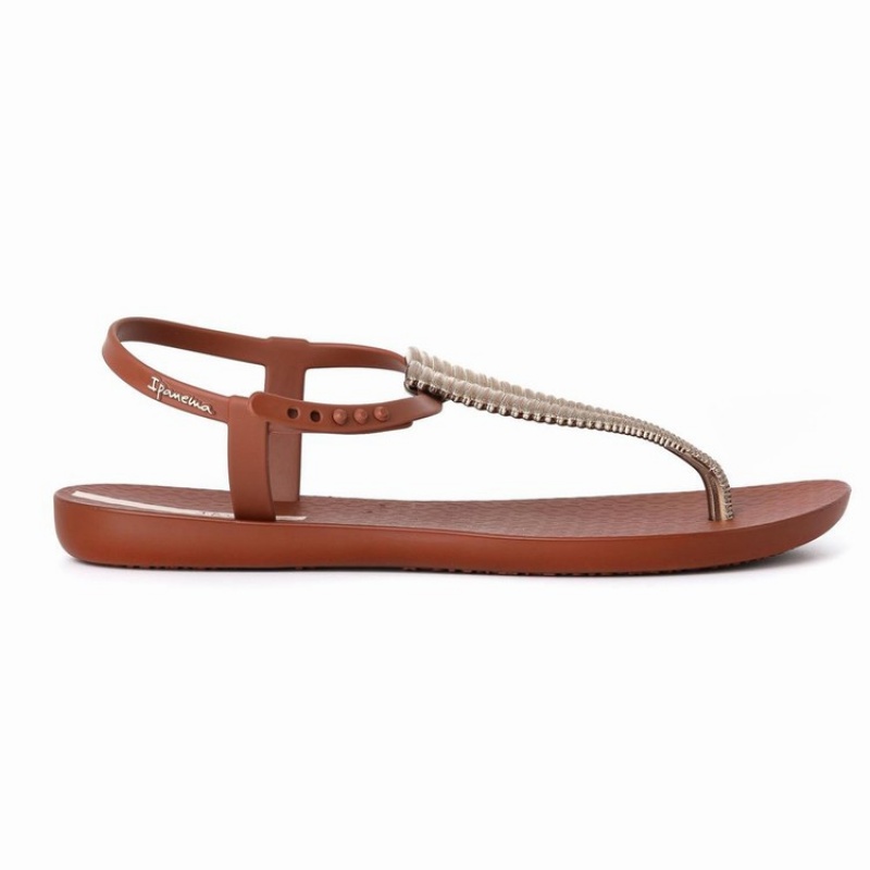 Brown / Gold Ipanema Ribba Women's Sandals | BD2540376