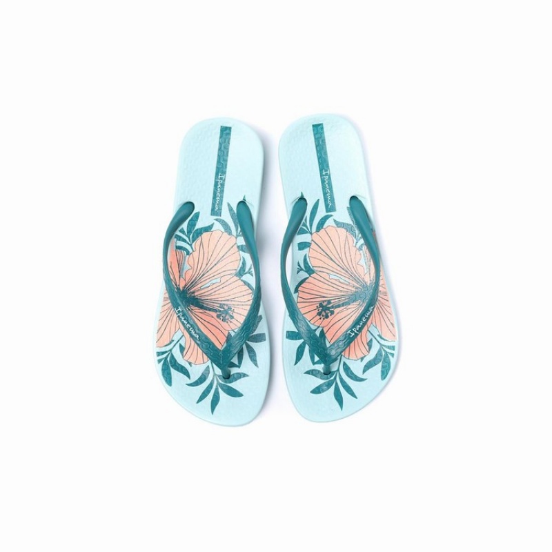 Green Ipanema Ana Hibiscus Women's Flip Flops | NT3714802