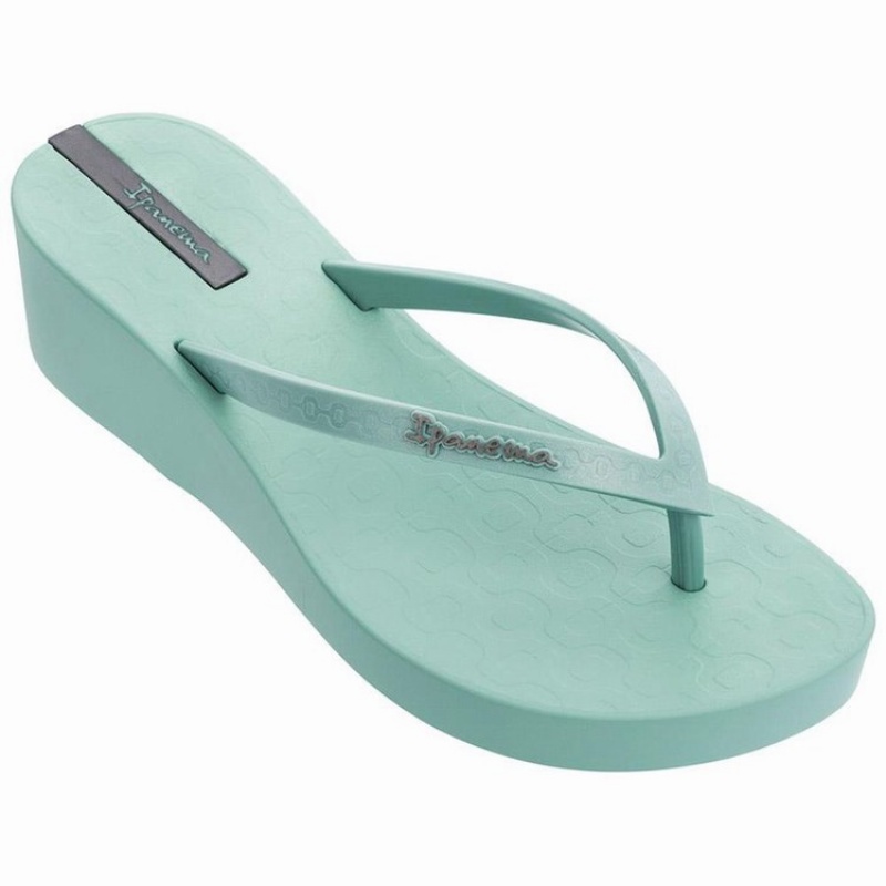 Green Ipanema Daisy Wedge Women's Flip Flops | WK8357692