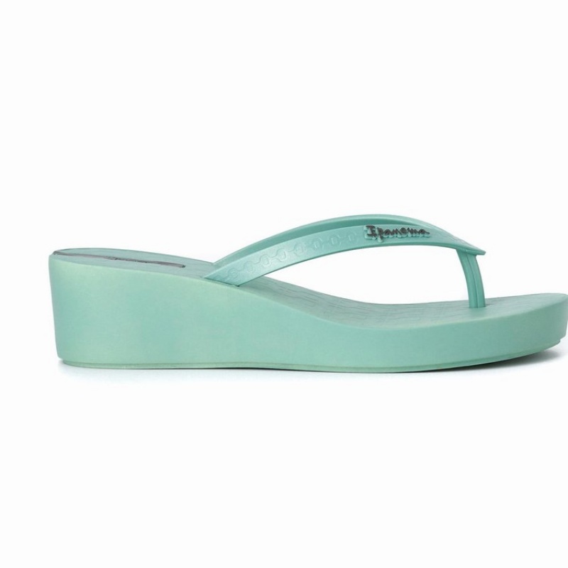 Green Ipanema Daisy Wedge Women's Flip Flops | WK8357692