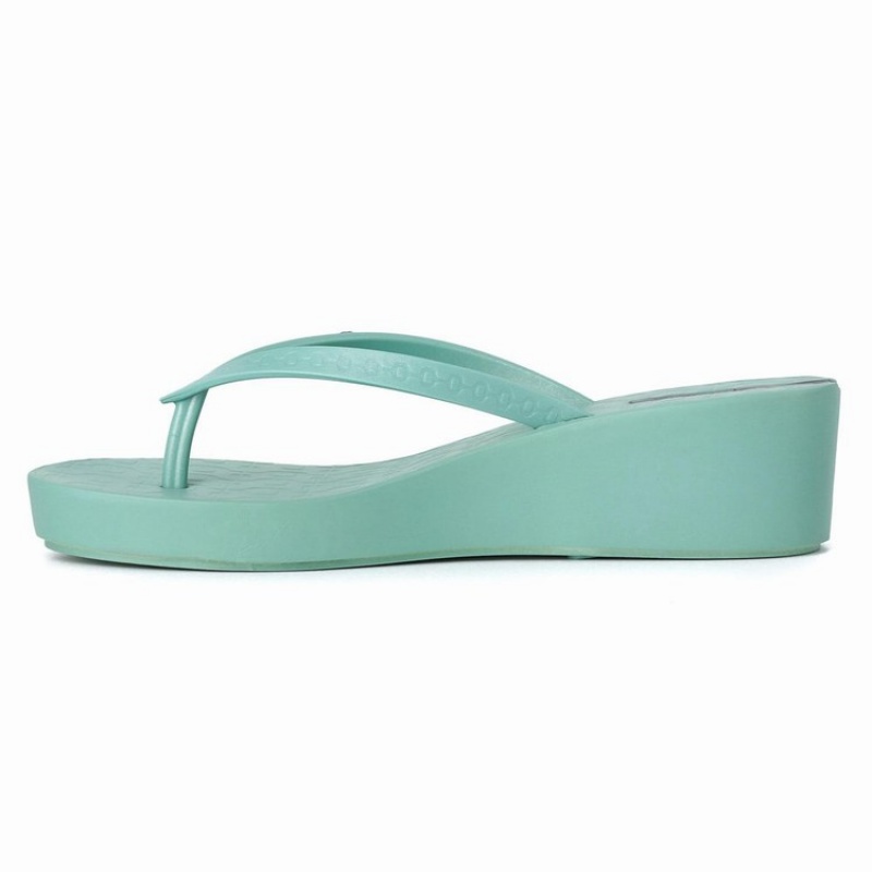 Green Ipanema Daisy Wedge Women's Flip Flops | WK8357692