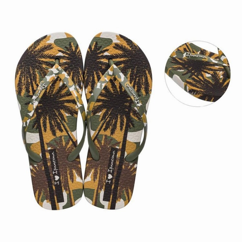 Green / Brown Ipanema I Love Sun Women's Flip Flops | UV6032718