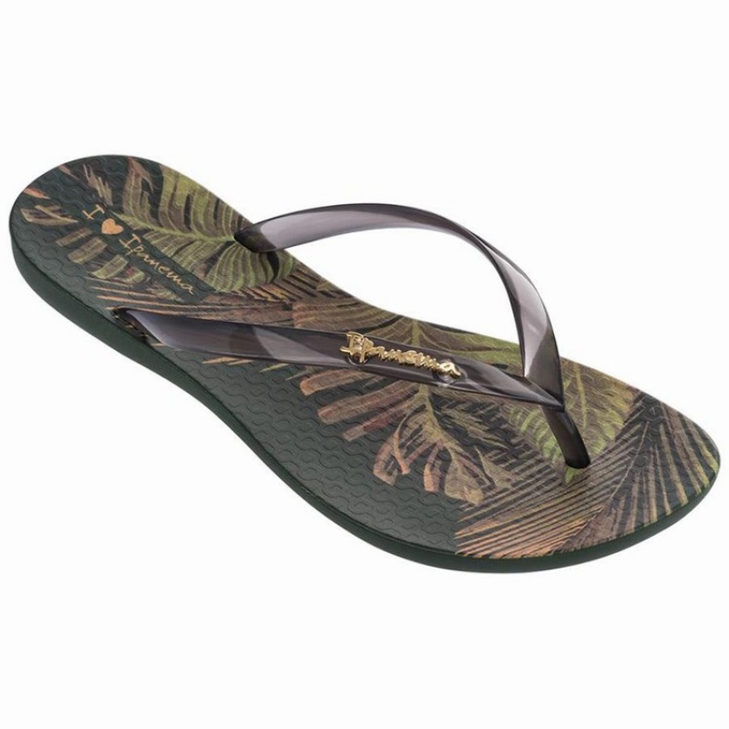 Green / Grey Ipanema Wave Scenic Women\'s Flip Flops | GN5368142