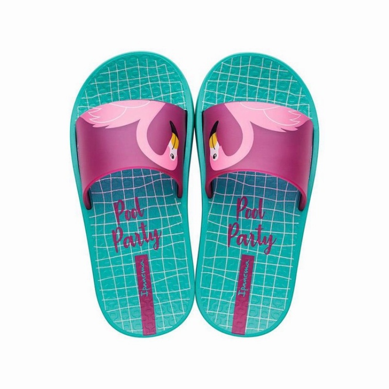 Green / Pink Ipanema Slippy Kids' Sandals | LG4587326