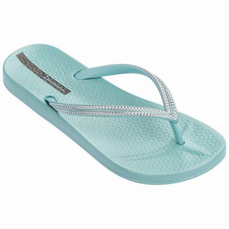 Green / Silver Ipanema Ana Metallic III Women's Flip Flops | YV9340872