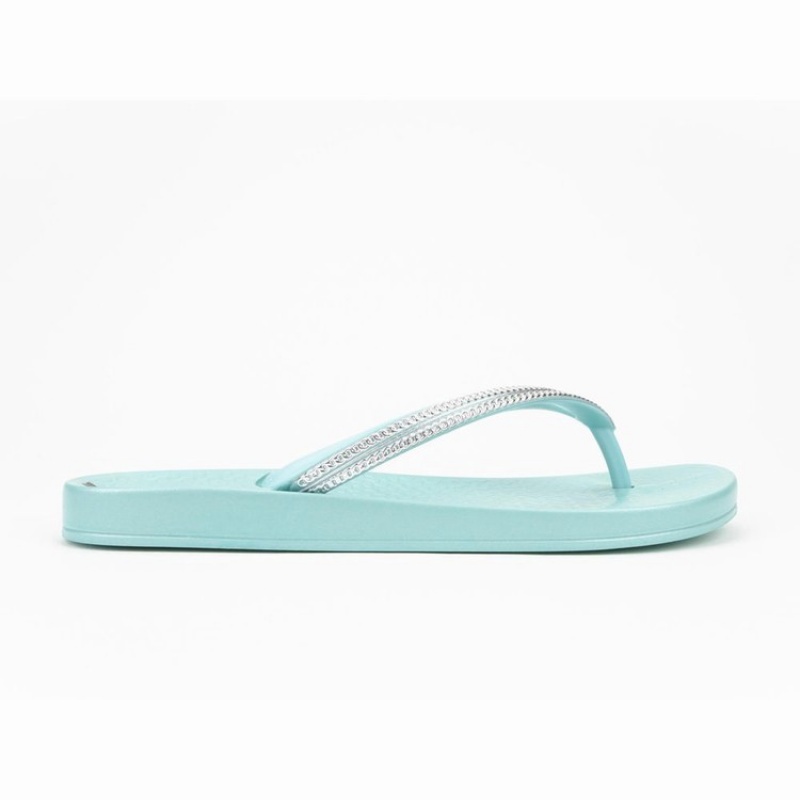 Green / Silver Ipanema Ana Metallic III Women's Flip Flops | YV9340872