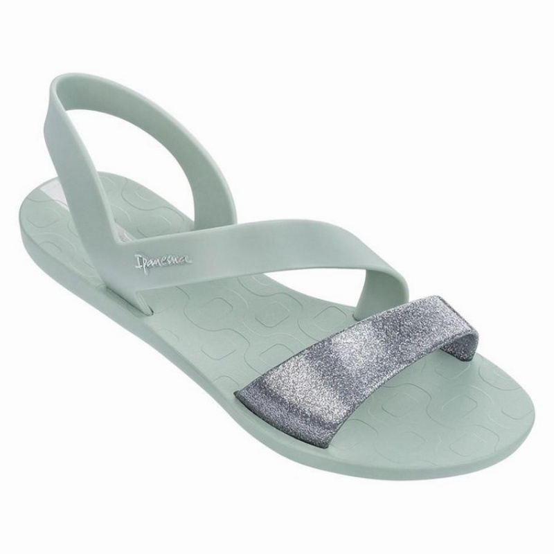 Green / Silver Ipanema Vibe Women\'s Sandals | MV5734821