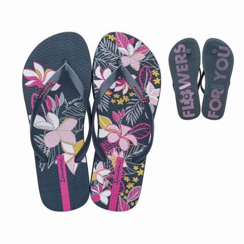 Navy / Pink Ipanema Botanicals Women's Flip Flops | JT9520164