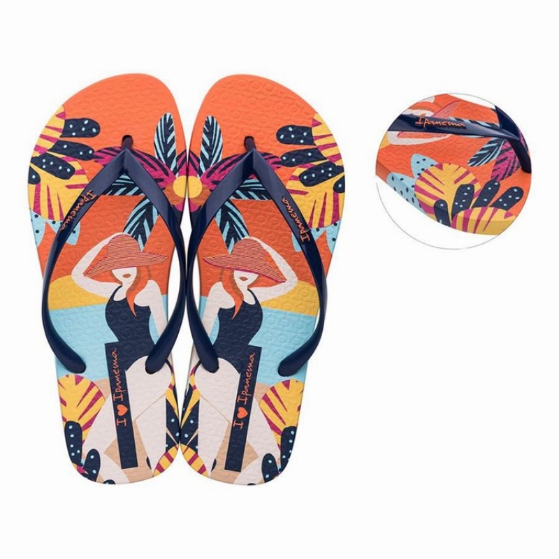 Orange / Blue Ipanema I Love Sun Women's Flip Flops | CO9847062