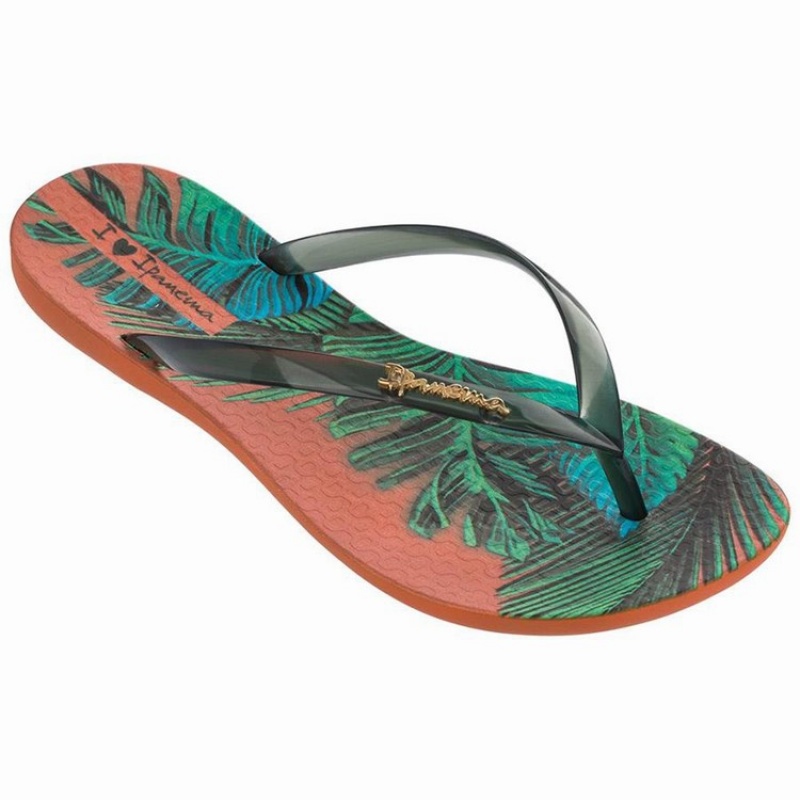 Orange / Green Ipanema Wave Scenic Women\'s Flip Flops | GW1684739