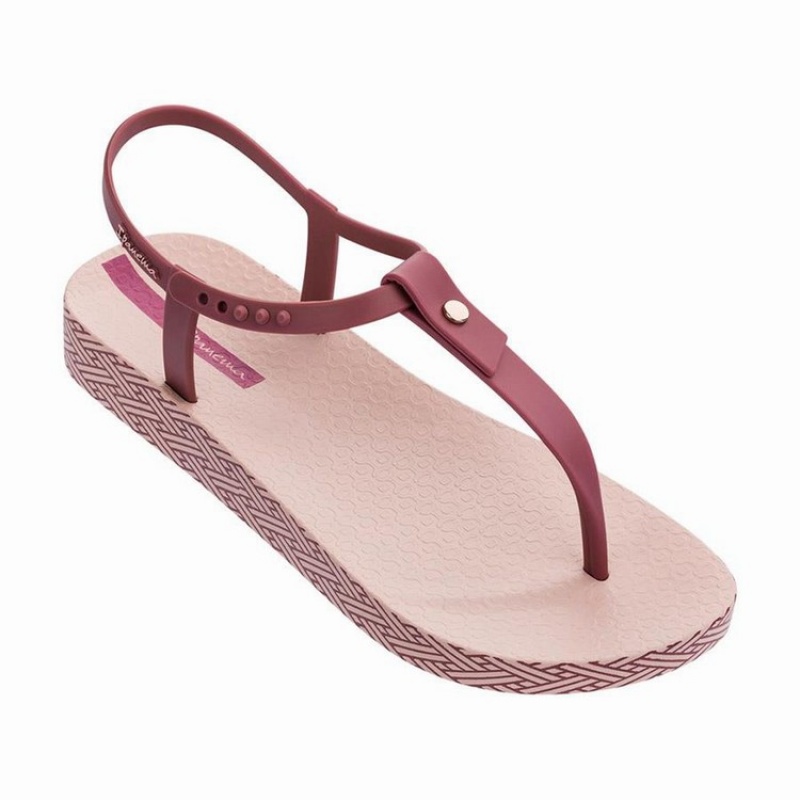 Pink / Burgundy Ipanema Plush Weave Women's Sandals | XM1257830