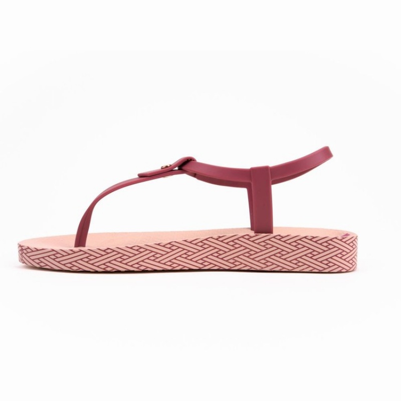 Pink / Burgundy Ipanema Plush Weave Women's Sandals | XM1257830