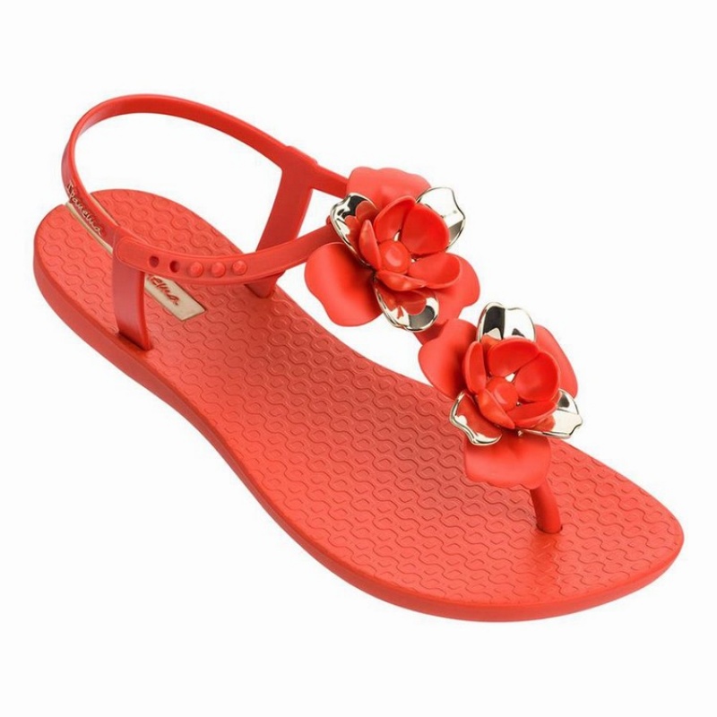 Red / Gold Ipanema Floret Women's Sandals | RS7316489