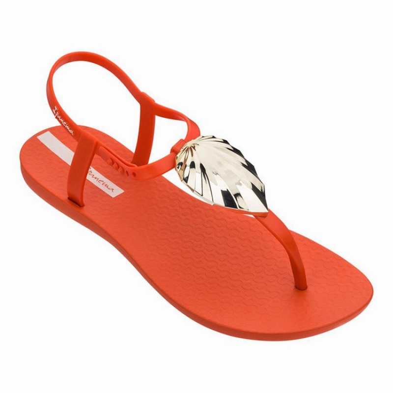 Red / Gold Ipanema Leaf Women's Sandals | IB1208763