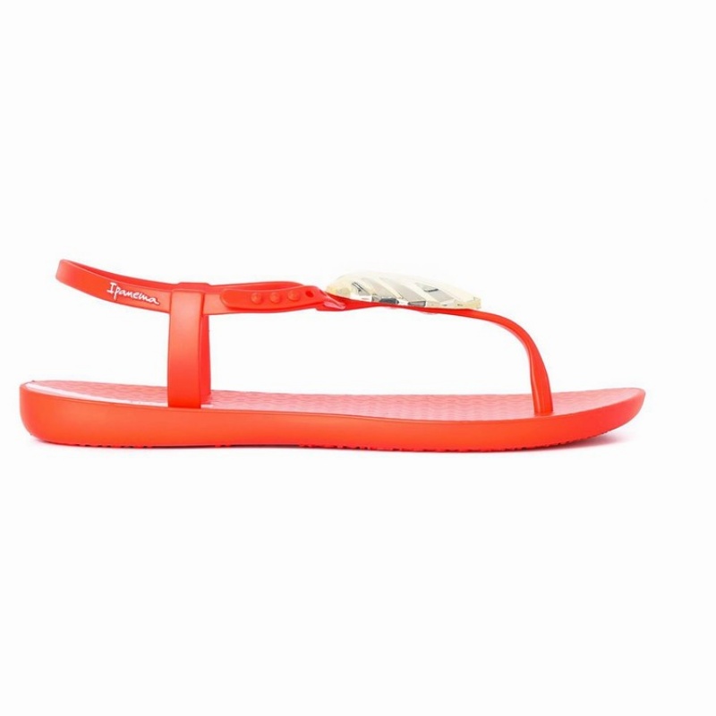 Red / Gold Ipanema Leaf Women's Sandals | IB1208763