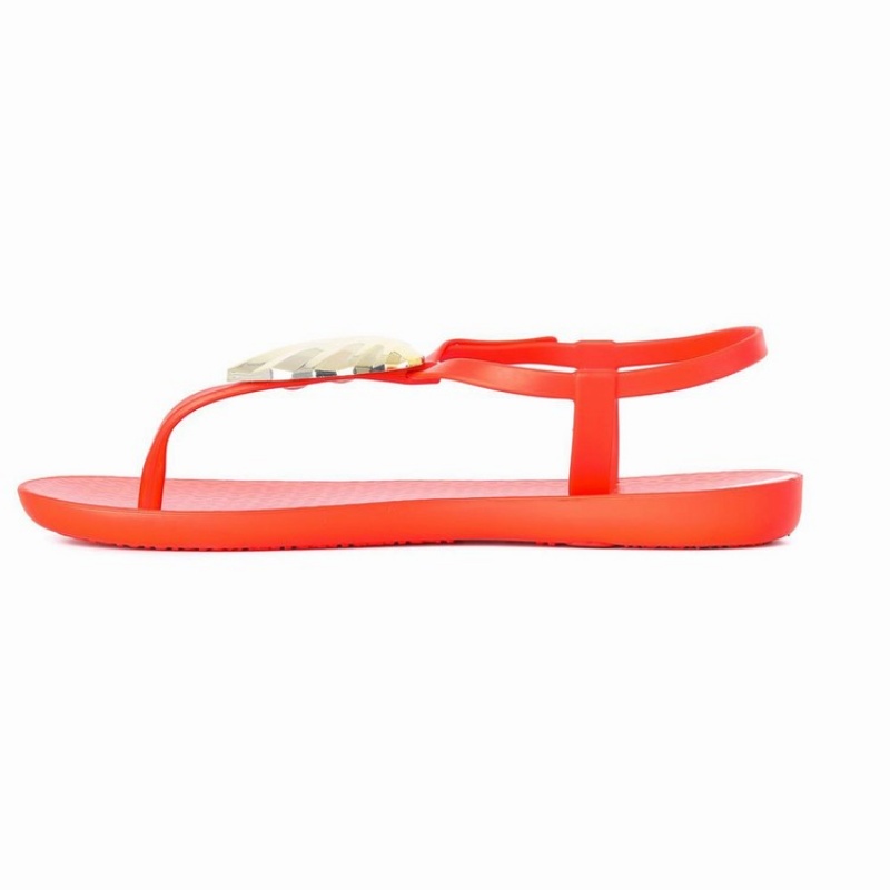 Red / Gold Ipanema Leaf Women's Sandals | IB1208763