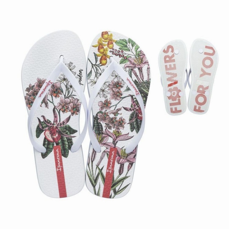 White Ipanema Botanicals Women's Flip Flops | JO3942180