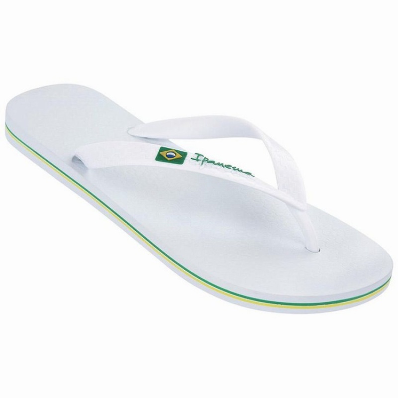 White Ipanema Classic Brazil II Men\'s Flip Flops | AH6795810