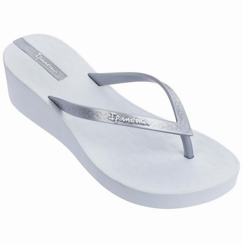 White / Silver Ipanema Daisy Wedge Women\'s Flip Flops | TM6435780