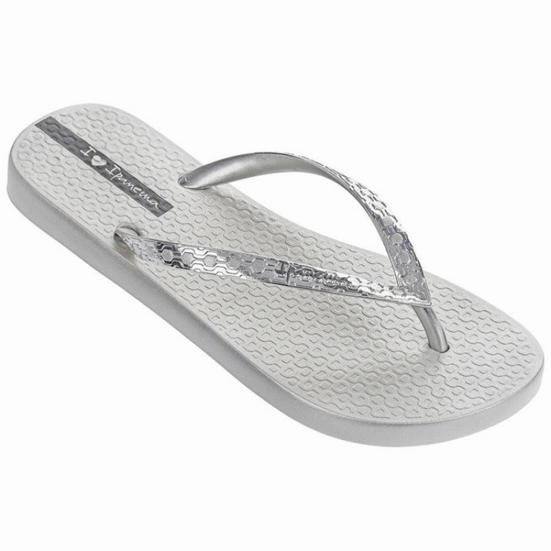 White / Silver Ipanema Glam Women's Flip Flops | UT1573604