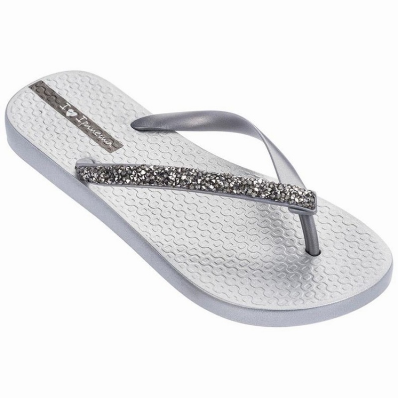 White / Silver Ipanema Pebble Women's Flip Flops | IX7821590