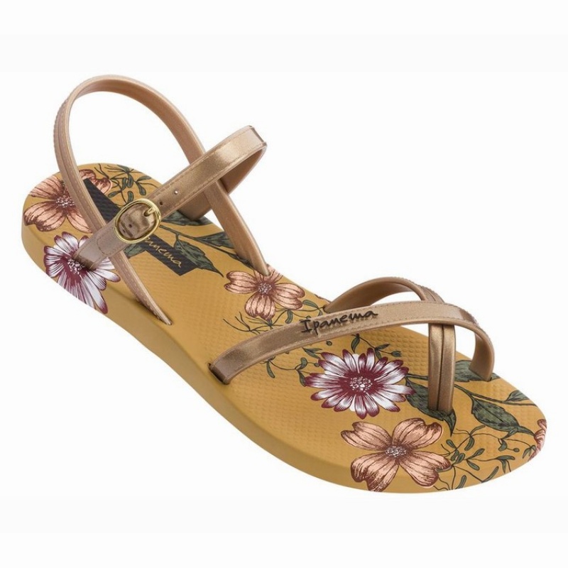 Yellow / Gold Ipanema Suzi Print II Women's Sandals | RE9718462