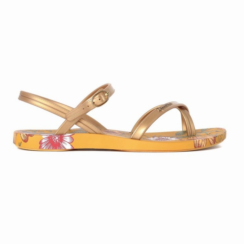 Yellow / Gold Ipanema Suzi Print II Women's Sandals | RE9718462